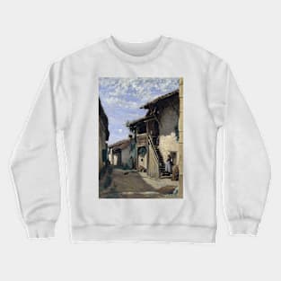 A Village Street - Dardagny by Jean-Baptiste-Camille Corot Crewneck Sweatshirt